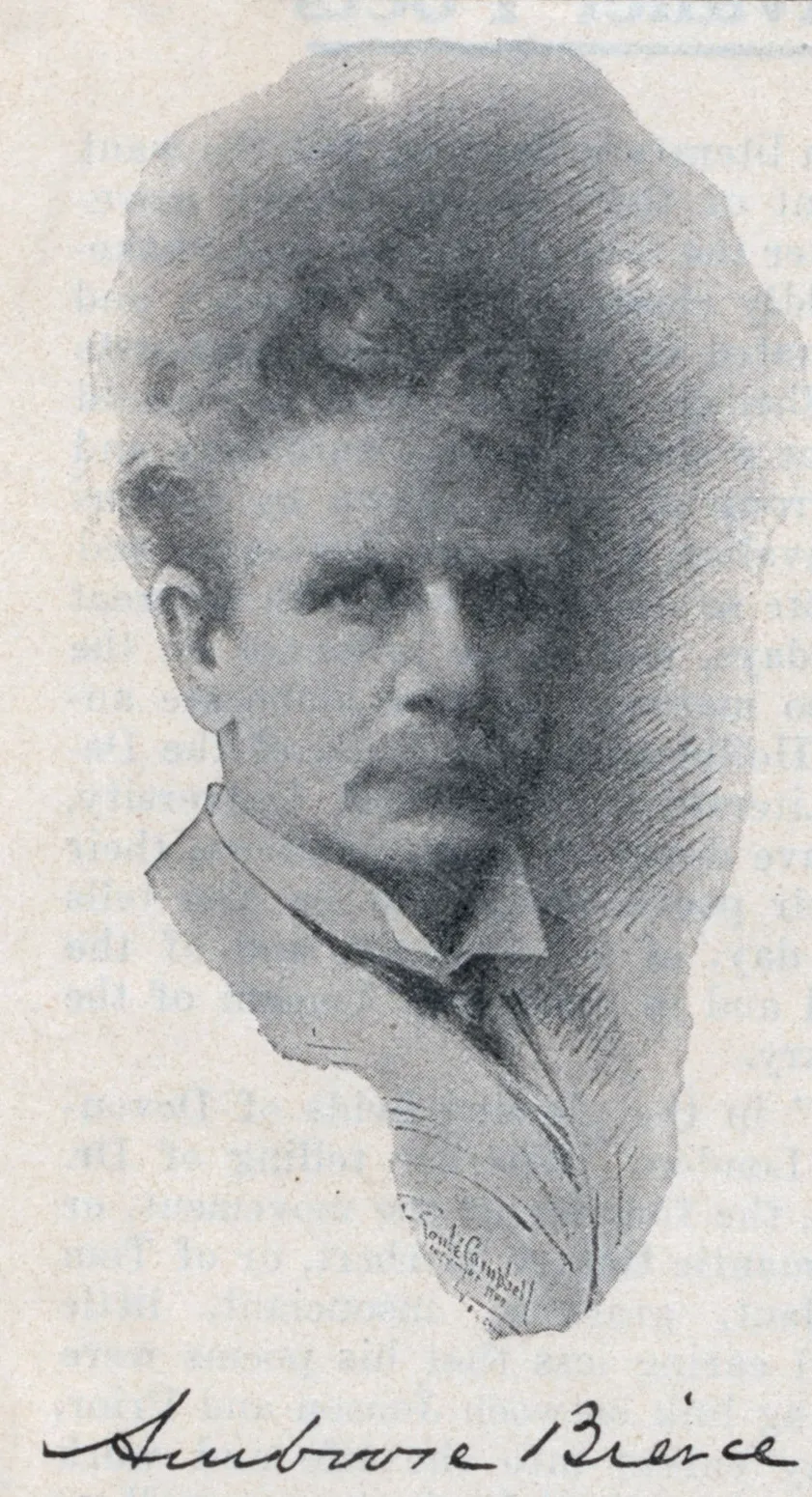 Photographic portrait of Ambrose Bierce, American journalist and short-story writer, late 19th or early 20th century.
